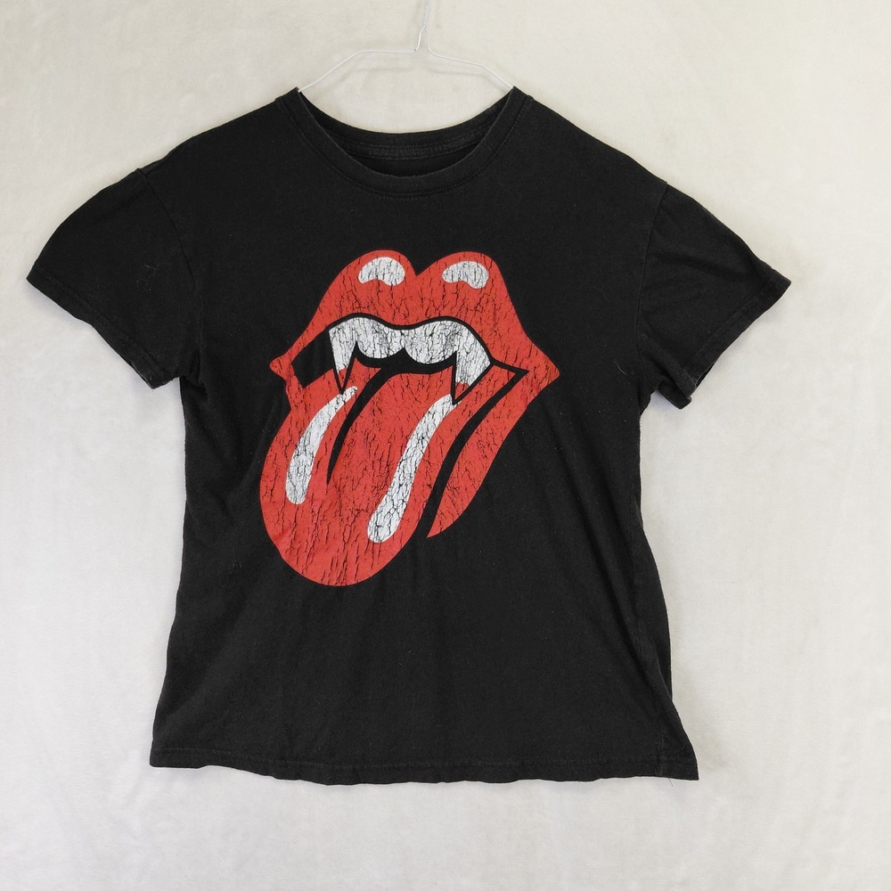 The Rolling Stones Vampire Tongue Logo Black Graphic T-Shirt Mens Small RN102050